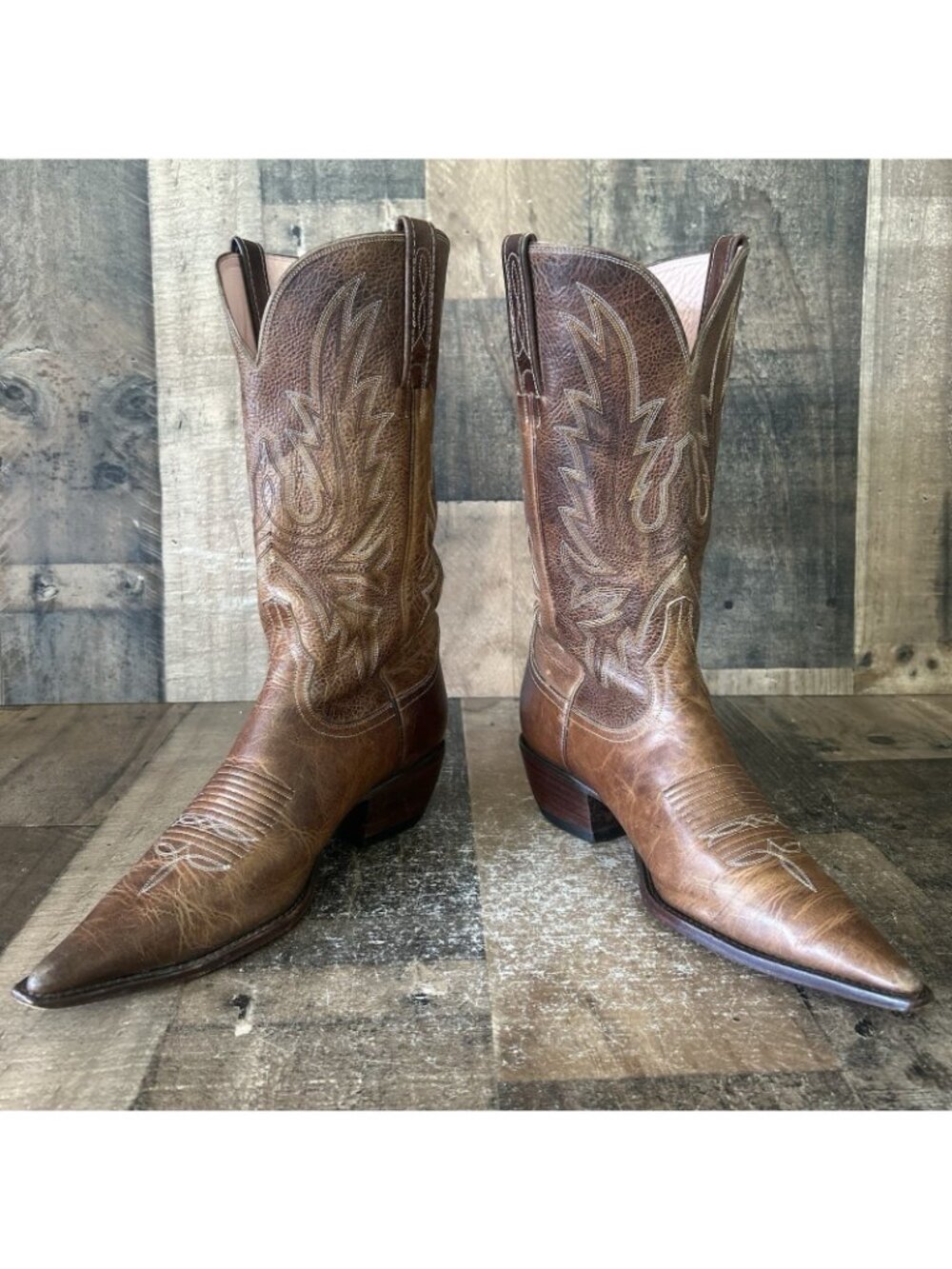 Charlie 1 Horse By Lucchese Pointed Toe Western Cowboy Boots Womens 7.5 B - Picture 2 of 12